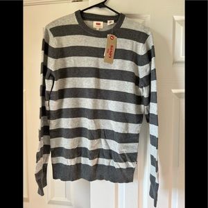 Brand New!  Levi’s long sleeve sweater in a mens size small.  Grey stripped.